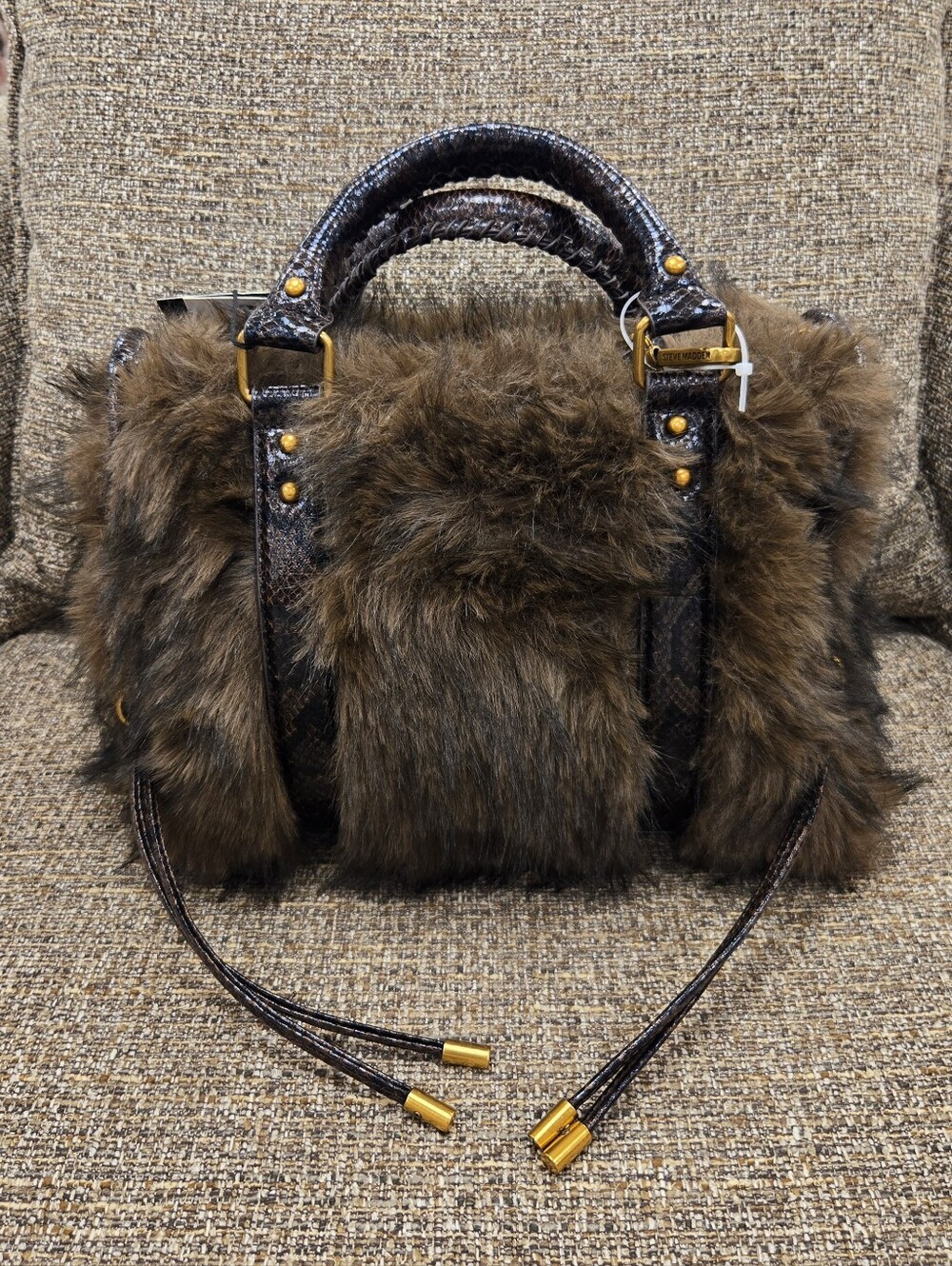 Steve Madden Brown Faux Fur Handbag